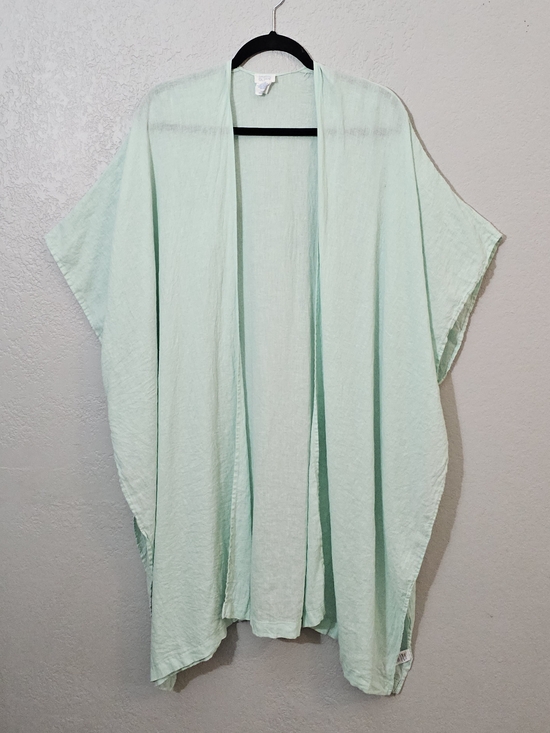 Sigrid Olsen Sweaters - Sigrid Olsen Mint Green Linen Blend Shawl Shrug Womens OS Lightweight